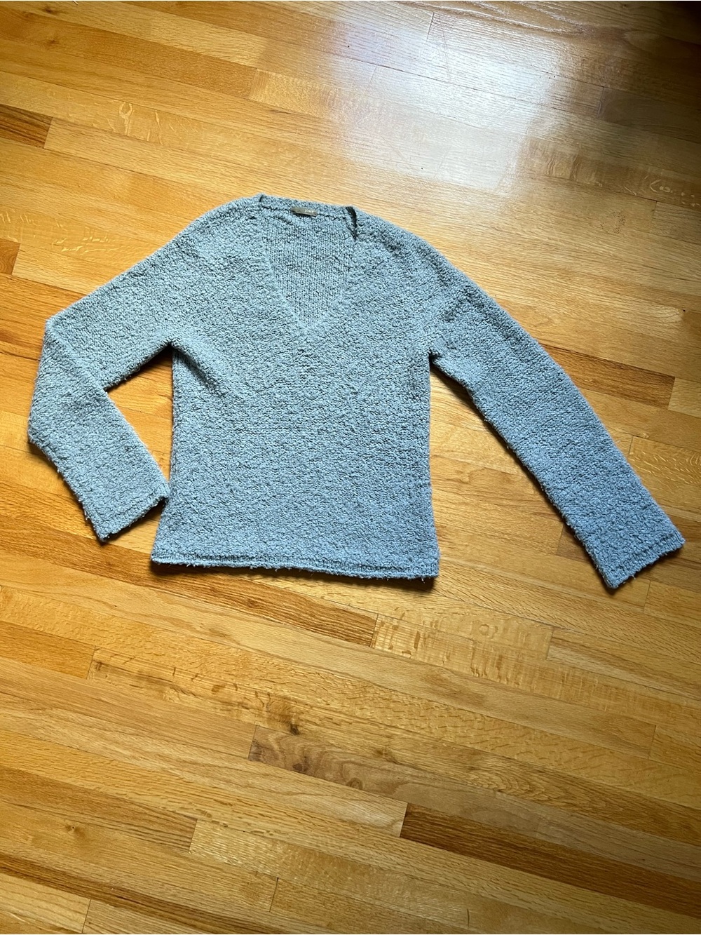 J. Crew Light Slate Blue V-Neck Bouclé Style Sweater size L